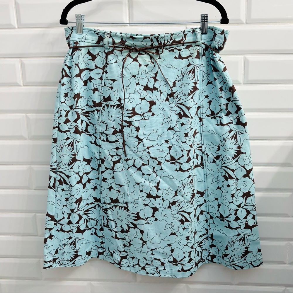 Liz Claiborne Women’s 14 Blue Floral Patterned A-Line Midi Skirt